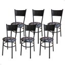 Ver imagem 1 de Conjunto 6 Cadeiras Pretas para Cozinha Viena Cor:floral Preto
