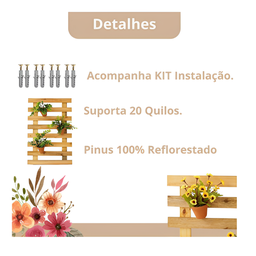 Treliça de Madeira Painel Jardim Vertical 4 Pcs Floreira - 6