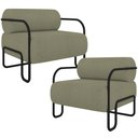 Ver imagem 1 de Kit 02 Poltronas Decorativa Pés Industrial Moscou K01 Bouclê Verde - Lyam Decor