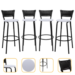 Kit 4 Banquetas para Bancada Banco Alto Junco Preto Balcão Cozinha Gourmet Bar Área de Lazer Piscina - 1