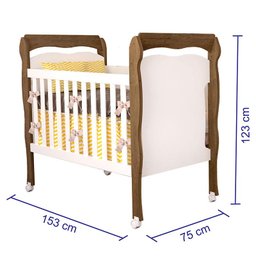 Berço Americano New Nanda e Cômoda Gaveteiro Mel Flat Branco Acetinado Amadeirado com Colchão Ortobo - 2