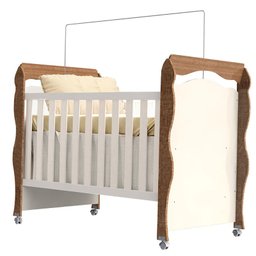 Berço Americano New Nanda e Cômoda Gaveteiro Mel Flat Branco Acetinado Amadeirado com Colchão Ortobo - 4