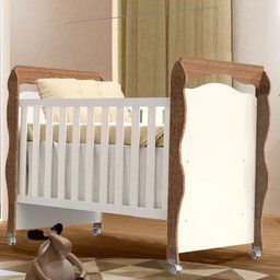 Berço Americano New Nanda e Cômoda Gaveteiro Mel Flat Branco Acetinado Amadeirado com Colchão Ortobo - 6