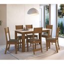 Ver imagem 1 de Conjunto de Mesa 1,50cm Belgica com 6 Cadeiras Indekes Freijo/off White/cacau