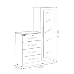 Cômoda Samira Carvalho Off White com Espelho - 2