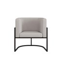 Ver imagem 4 de Poltrona Corino Decorativa Lua Recepção Base Ferro Black Bege