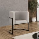 Ver imagem 1 de Poltrona Corino Decorativa Lua Recepção Base Ferro Black Bege