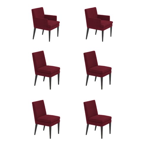 Kit 4 Cadeiras Germany + 2 Germany Retro Suede Vinho Dominic Decor