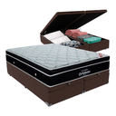 Ver imagem 1 de Cama Box Baú Bipartido Queen Marrom e Colchão Elegant Superpocket Molas Ensacadas Ortobom