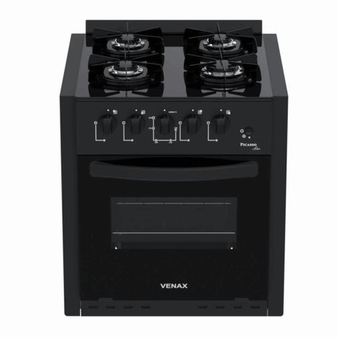 Fogão de Piso Venax Picasso Line de Embutir 4 Bocas a Gás Preto Fosco 30258