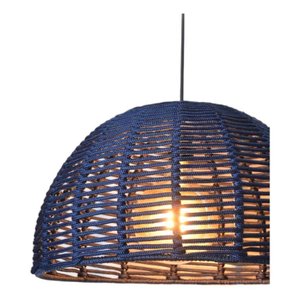Pendente Luminária Meia Lua Grande Corda Náutica 40x25 +fio:azul-escuro/110v/220v