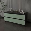 Ver imagem 2 de Balcão para Gabinete de Banheiro 2 Gavetas com Rodízios Mármore Lunar/Verde Mar