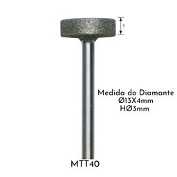 Ponta Rotativa Diamantada Individual Haste Ø3mm Politone Modelo Mtt40 - 1