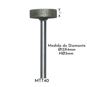 Ponta Rotativa Diamantada Individual Haste Ø3mm Politone Modelo Mtt40