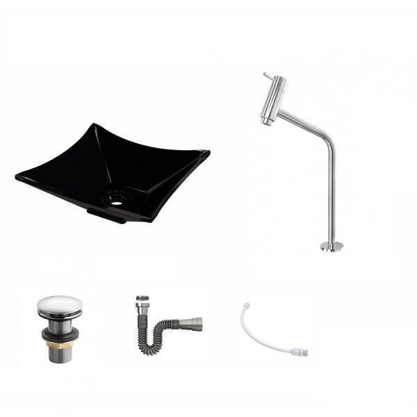 Kit Cuba L30 com Torneira Link 1062 Metal e Válvula Click 1''G + Sifão Cromado e Flexível Compace - 2