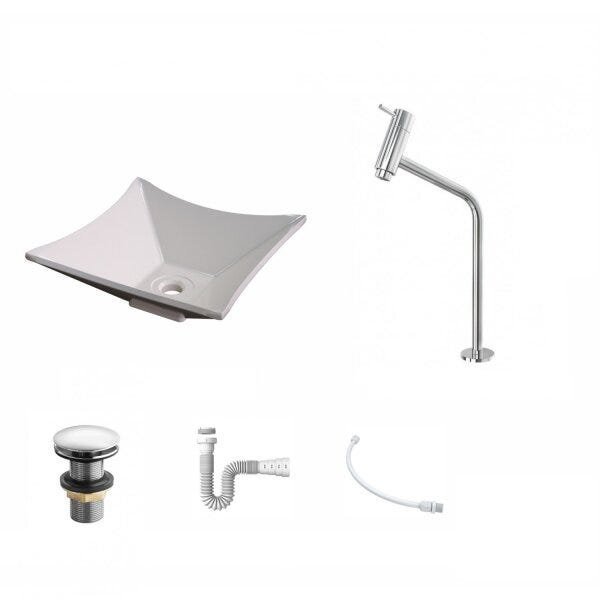 Kit Cuba L30 com Torneira Link 1062 Metal e Válvula Click 1 1/2" + Sifão PVC e Flexível Compace - 2