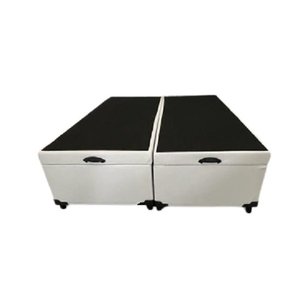 Cama Box Baú Casal Bipartido Sintético Branco Com Pistão A Gás