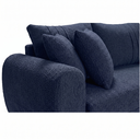 Ver imagem 5 de Sofa Living 185cm Tecido Boucle Almofadas Soltas Pes em Madeira: Azul