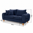 Ver imagem 4 de Sofa Living 185cm Tecido Boucle Almofadas Soltas Pes em Madeira: Azul