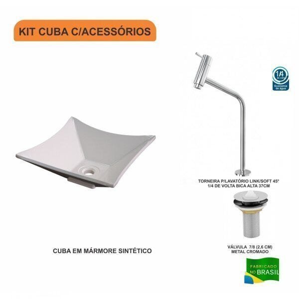 Kit Cuba L30 com Torneira Link 1062 Metal e Válvula 1" Compace - 3