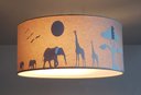 Ver imagem 2 de Luminária Plafon Safari Savana Cúpula Tecido 30x15cm: Cáqui