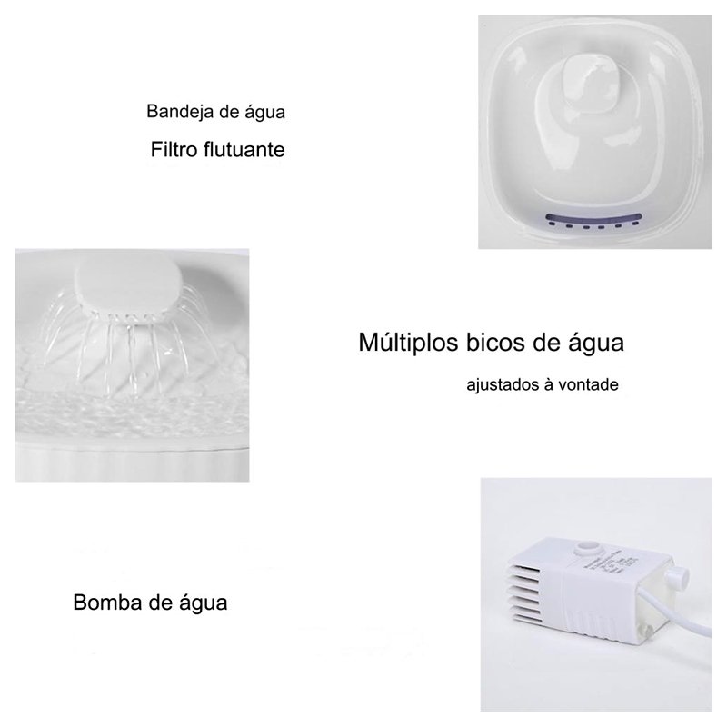 Bebedouro Pet Inteligente Fonte de Água Automático com Filtro - 9