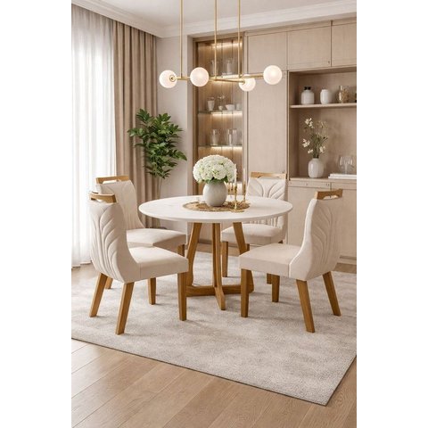 Sala de Jantar Moderna C Vidro 4 Cad 1,10m - Arizona Domus