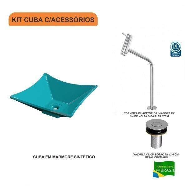 Kit Cuba L30 com Torneira Link 1062 Metal e Válvula Click 1"B Compace - 3