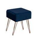 Ver imagem 3 de Puff Decorativo Luna Com Pé De Ferro Suede Azul