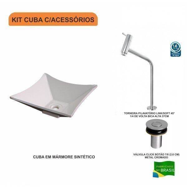 Kit Cuba L30 com Torneira Link 1062 Metal e Válvula Click 1"B Compace - 3