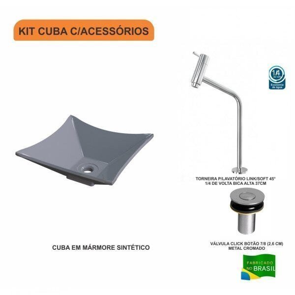 Kit Cuba L30 com Torneira Link 1062 Metal e Válvula Click 1"B Compace - 3