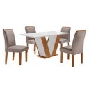 Ver imagem 1 de Sala de Jantar Cel Móveis Mesa Qatar 120x80 Tampo Plus com Vidro e 4 Cadeiras Londres