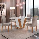 Ver imagem 2 de Sala de Jantar Cel Móveis Mesa Qatar 120x80 Tampo Plus com Vidro e 4 Cadeiras Londres