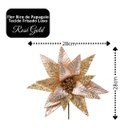 Ver imagem 4 de Flor Bico de Papagaio Pick Natal Luxo Rosê Gold Tecido Frisado Glitter e Lantejoulas 28cm