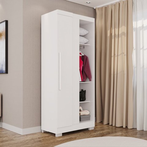 Guarda-Roupa Modulado Canto com Pé 1 Porta Fortaleza Branco