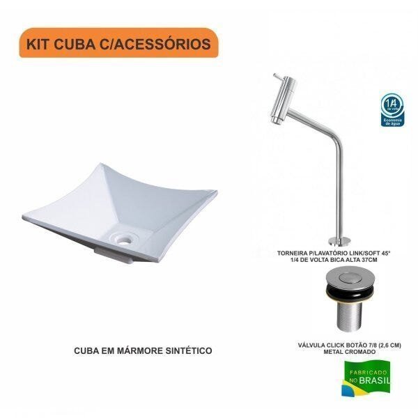 Kit Cuba L30 com Torneira Link 1062 Metal e Válvula Click 1"B Compace - 3