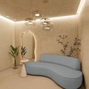 Ver imagem 4 de Sofá Curvo 2 Lugares Orgânico Recepção Sala Amsterdã 130cm Bouclé Adj Decor Cinza