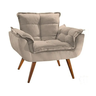 Poltrona opala bege suede decorativa para sala escritório Moveis-Trida - 1
