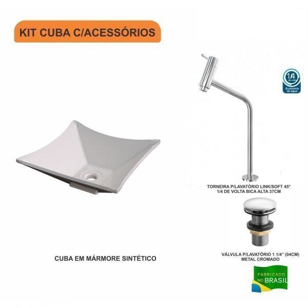 Kit Cuba L30 com Torneira Link 1062 Metal e Válvula Click 1 1/2" Compace - 3