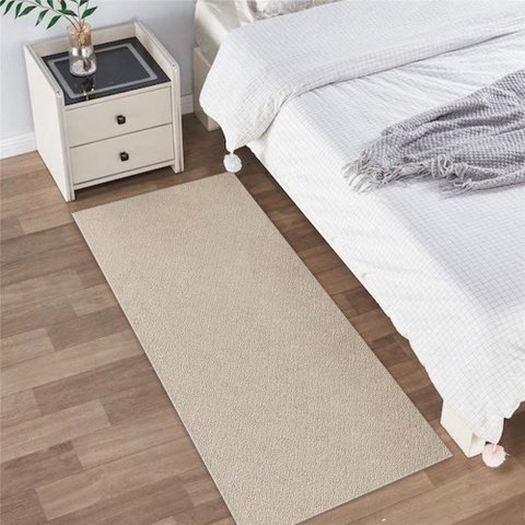 Passadeira Tapete Bouclé Creme Veludo 45x140cm Antiderrapante