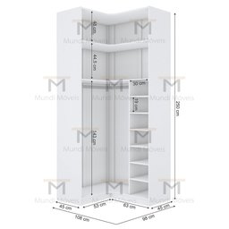 MÓDULO CLOSET CANTO A250XLX108XLY98 C/ NICHOS E CABIDEIRO M481.B MUNDI MOVEIS - 2