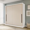 Ver imagem 1 de Guarda Roupa Roupeiro 2 Portas de Correr 2 Gavetas Valência Branco Creme Politorno Móveis