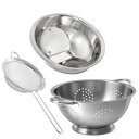 Ver imagem 1 de Kit Multiuso Escorredor de Arroz, Macarrão e Peneira Inox