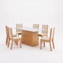 Ver imagem 2 de Conjunto Sala de Jantar Mesa Dora 160cm Tampo MDF e Vidro Canto Reto 6 Cadeiras Evelin