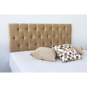 Cabeceira Estofada de King com Botões 195x1.17cm Bege