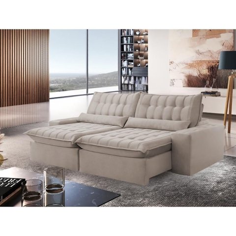 Sofá Retrátil e Reclinável 290cm Petra - Movenzo Estofados