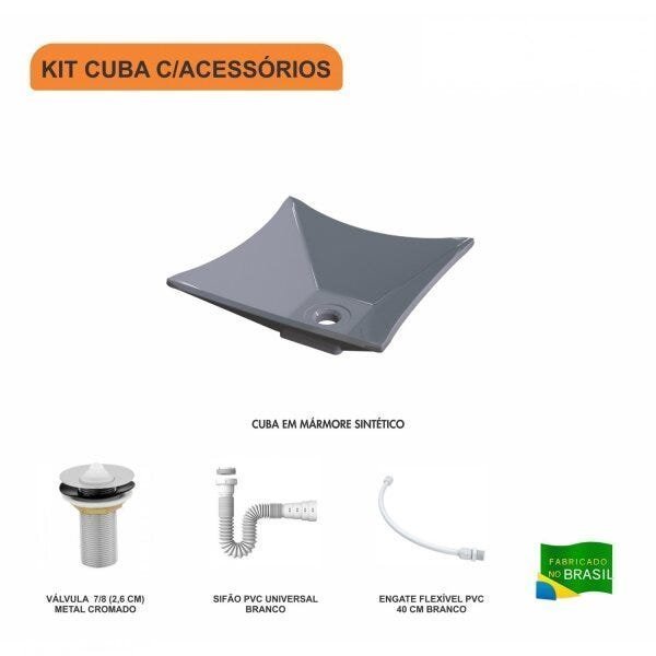 Kit Cuba L30 com Válvula 1" + Sifão PVC e Flexível - 3