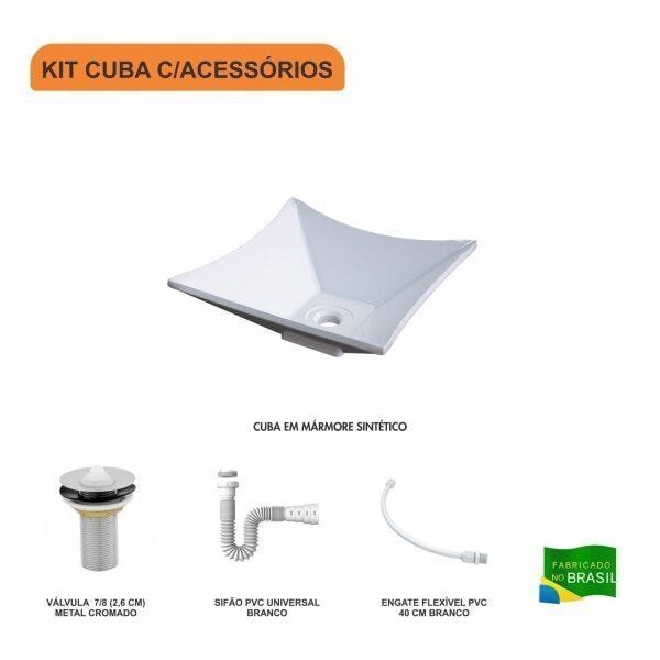 Kit Cuba L30 com Válvula 1" + Sifão PVC e Flexível - 3