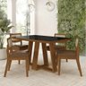 Conjunto Mesa Lins 4 Cadeiras Sextavada Freijó/pto/cori Caramelo - M.a Freijó/preto/corino - 1