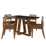 Conjunto Mesa Lins 4 Cadeiras Sextavada Freijó/pto/cori Caramelo - M.a Freijó/preto/corino - 2